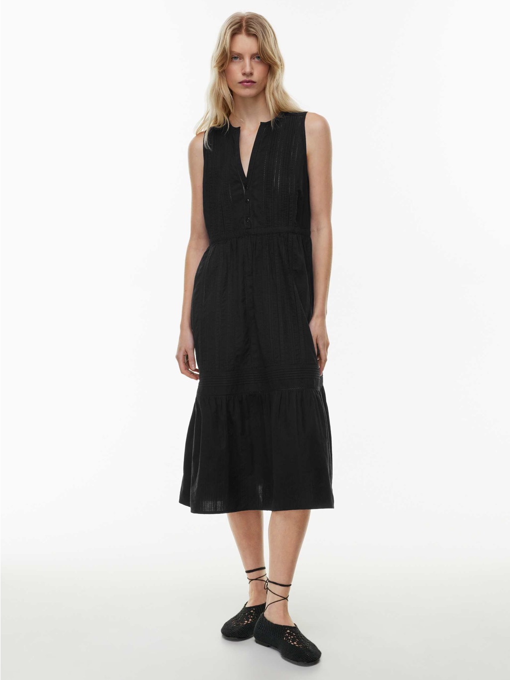 Aritzia || Little Moon Tour Dress Cotton Button Up Midi Black Small